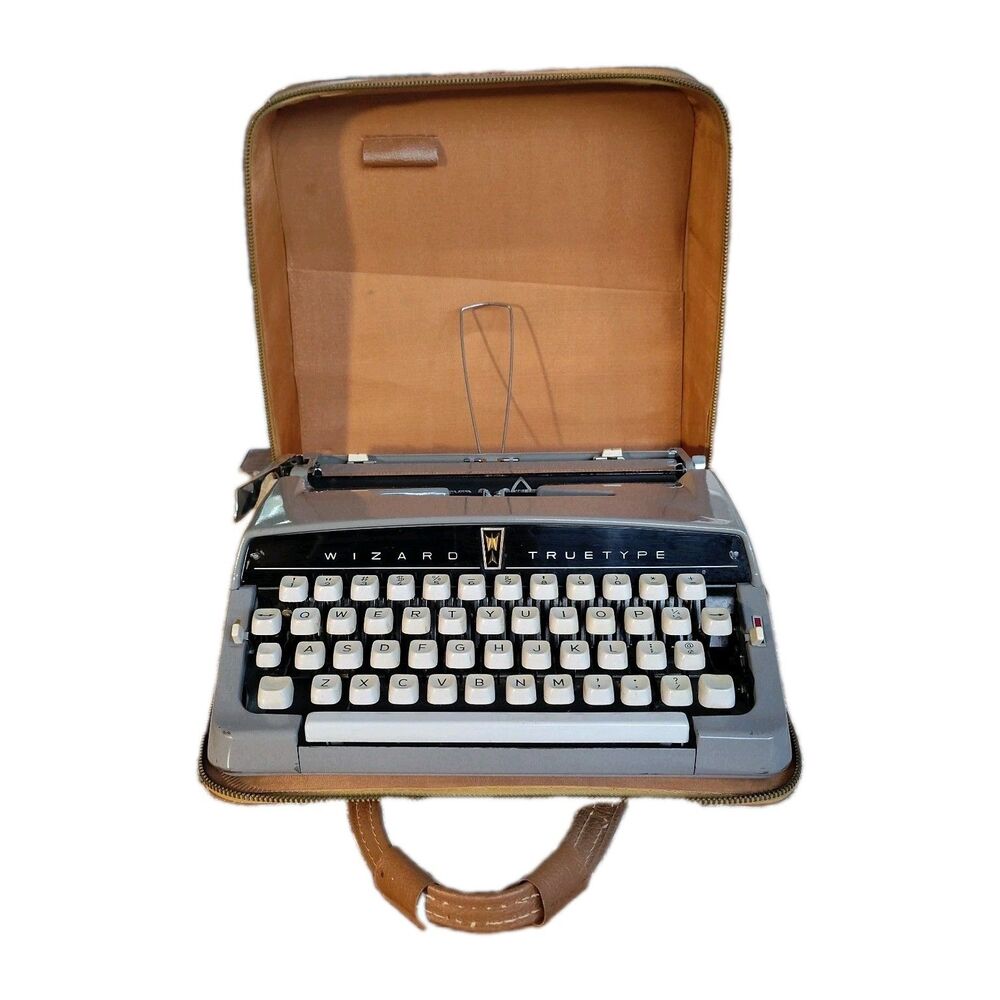 Vintage 1961 Brother Wizard Truetype Portable Typewriter Grey Metal June 1961 JP